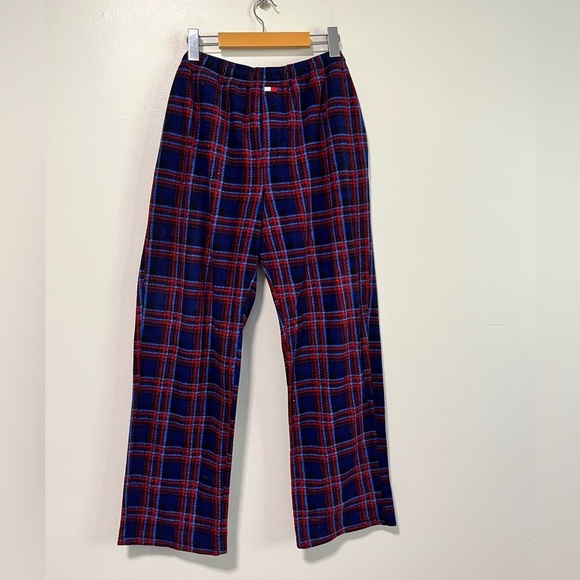 Tommy Hilfiger Sleepwear Plaid Fleece Pajama Pants Blue Red S Cozy Lounge - Picture 1 of 13